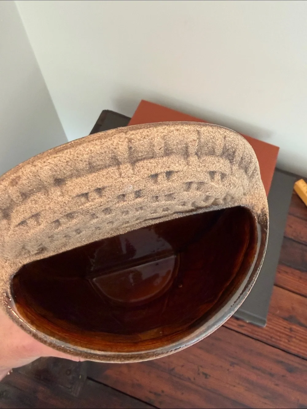 Vintage Haeger Ceramic Textured Basketweave Wall Pocket.
